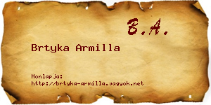 Brtyka Armilla névjegykártya